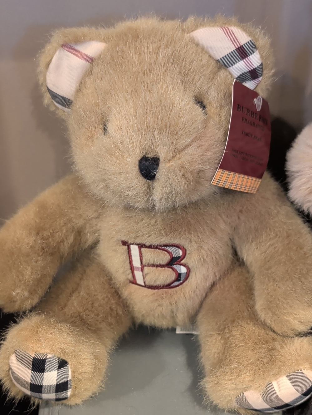 Burberry Tan Plush Bear with Check Accents
